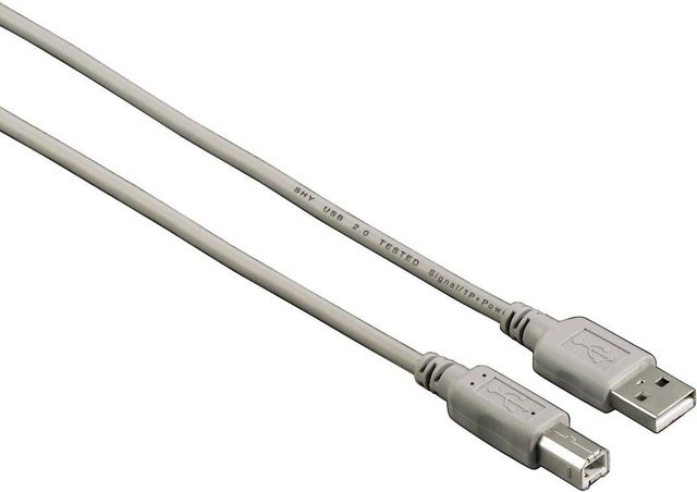 Hama USB-Verbindungskabel A-Stecker auf B-Stecker, Farbe: Grau, Länge: 1,3 m - Bild 1