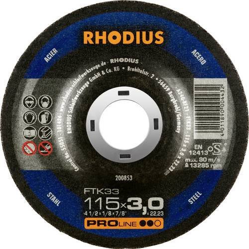 Rhodius PROline FTK33 Freihandtrennscheibe für Metall Schwarz Durchmesser: 115 mm - Bild 1