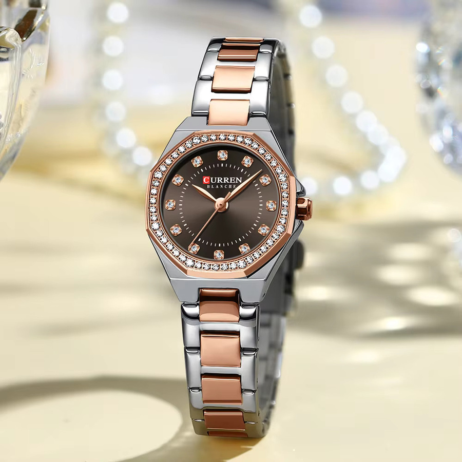 CURREN Armbanduhr, Quarz, Edelstahl, Schwarz, Roségold, Damen - Bild 2