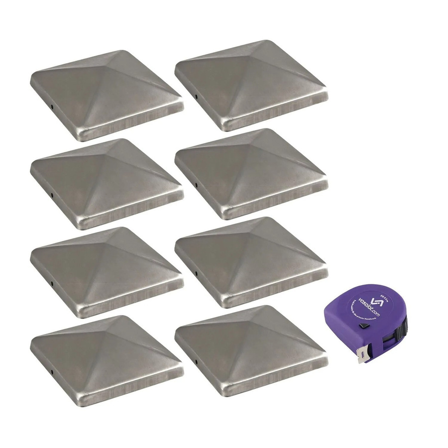 vasalat Pfostenkappe Set aus Edelstahl in Silber für 9x9 cm Pfosten inklusive Schrauben - Bild 2