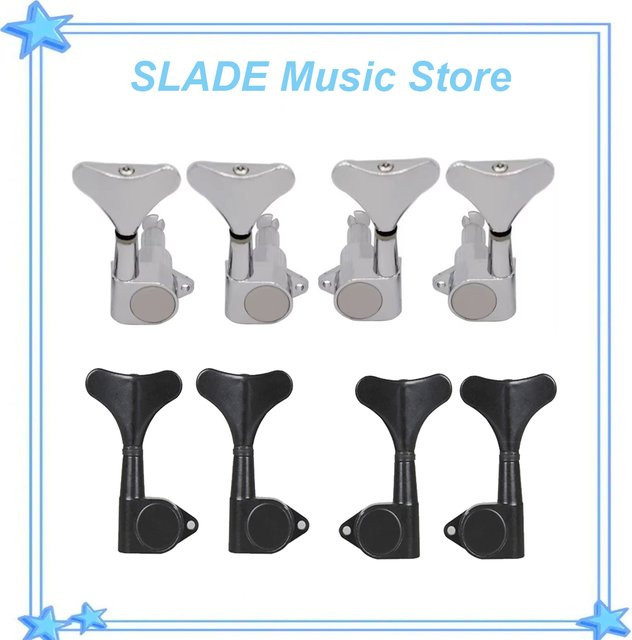SLADE E-Bass Stimmwirbel Mechaniken aus Metall für Bassgitarre in Schwarz und Silber - Bild 1