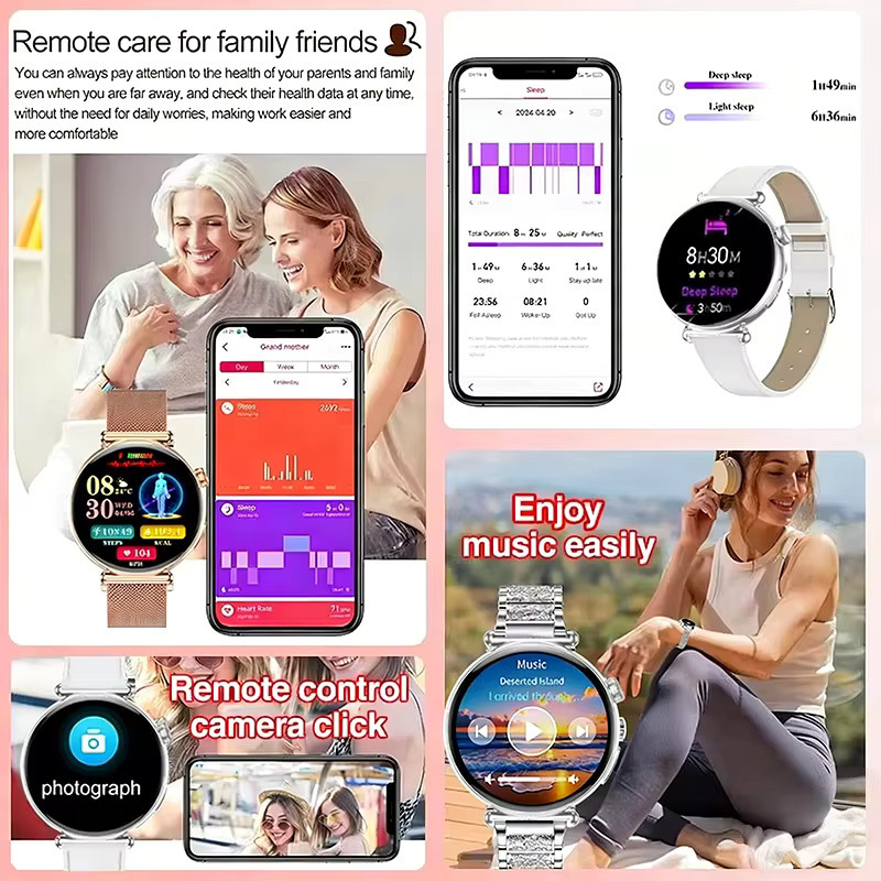 LIGE Gesundheits-Smartwatch für Frauen in Pink mit AMOLED HD-Bildschirm, IP68 wasserdicht, Blutdruckmessung und Bluetooth-Anruffunktion - Bild 2