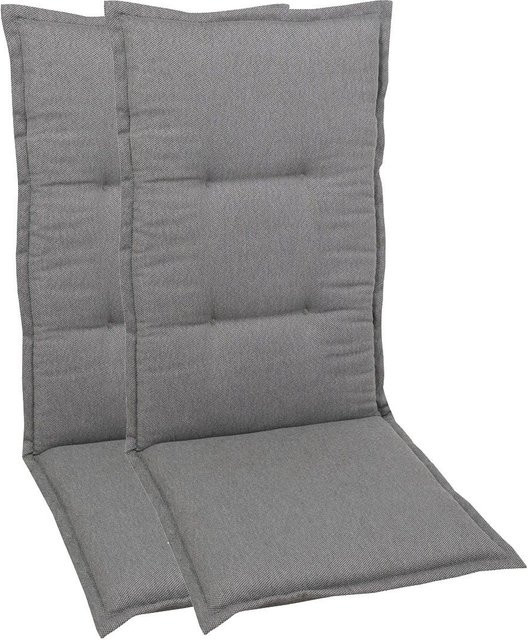 GO-DE TEXTIL Gartenauflage für Hochlehner, 2er Set, Grau - Bild 1