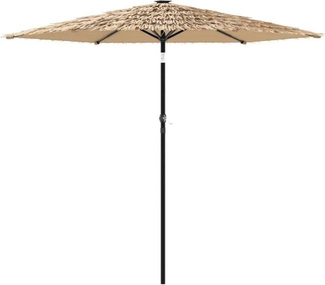 vidaXL Garten Sonnenschirm mit Strohdach und Stahlmast in Braun, B/T/H: 268 x 268 x 226 cm - Bild 1
