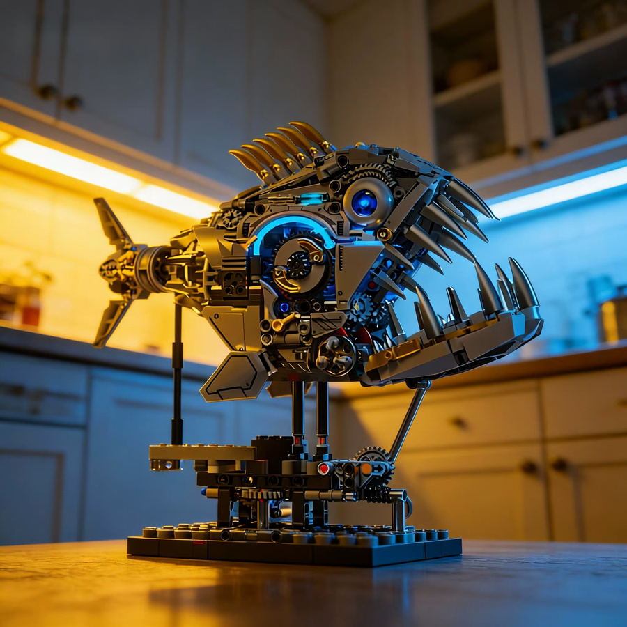 MOC Technische Mechanische Piranha-Bausteine, Fisch-Modell, 1.085 Teile - Bild 4