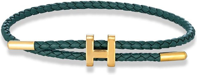 YULIN Armband, rotes geflochtenes Leder, Edelstahl, Unisex - Bild 1