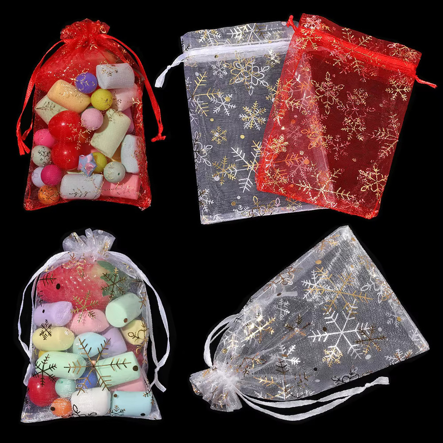 50 Stück Organza Beutel in Weiß zur Schmuck- und Geschenkeverpackung für Hochzeiten oder Weihnachten - Bild 2