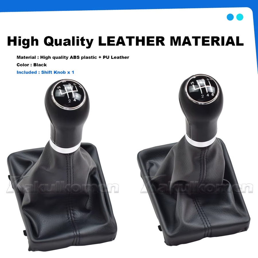 GOOOODABC Schaltknauf mit Lederhülle für Audi A6 A4 S4 B8 8K A5 8T 8F Q5 8R 2007-2015 C6 2004-2012, 5- oder 6-Gang, Schwarz - Bild 4