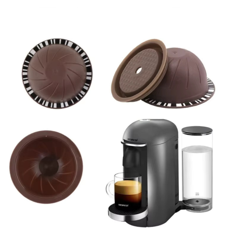 Nachfüllbare Nespresso Vertuo Kaffeekapseln aus PP mit Silikondeckel, Bürste, Pulverpresse und Löffel für 150/230ml - Bild 3
