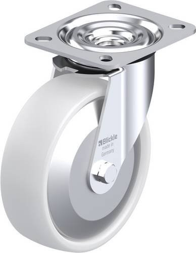 Blickle Lenkrolle L-PO 125R-FA in Weiß mit Stahl- und Kunststoffkomponenten, Rad-Durchmesser: 125 mm, Tragfähigkeit: 250 kg - Bild 1