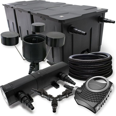 Sunsun Filter Set für Teich mit Neo8000 Klärer, 70W Pumpe, 25M Schlauch und Skimmer in Schwarz, geeignet für bis zu 90000L