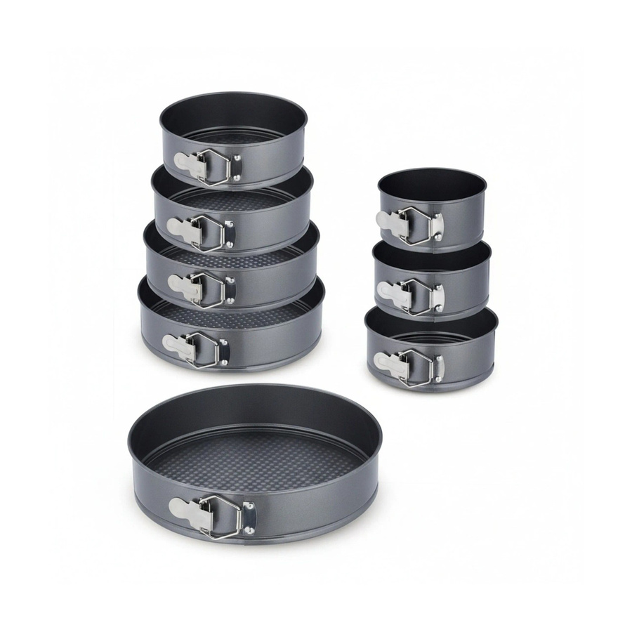 Relaxdays Springform Set Edelstahl Anthrazit Antihaftbeschichtet, 8-teilig, Höhe: 6,5 cm, Durchmesser: 14 cm bis 28 cm - Bild 2