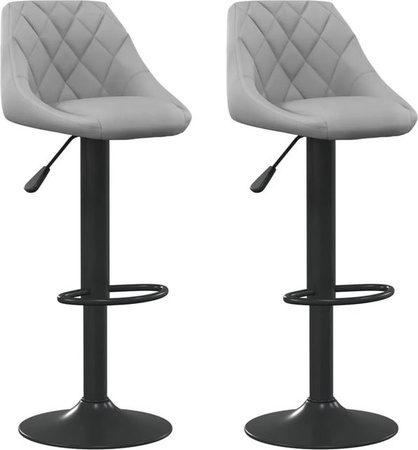 DELUKE Barhocker DUKE 2er Set, höhenverstellbare Barstühle aus Samt in Grau, drehbar mit Stahlgestell für Küche und Hausbar