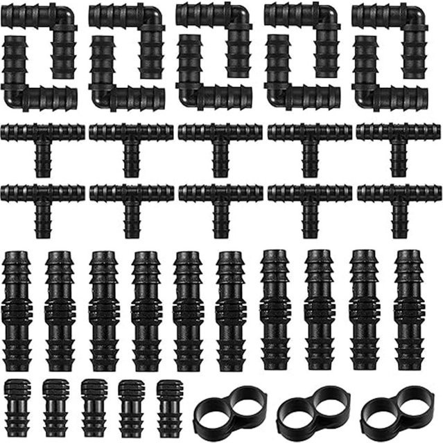Nongjiale Gartenbewässerungsschlauch Reparatur- und Verlängerungsset in Schwarz für 1/2 Zoll und 16 mm Schläuche mit Verbindern, Kupplungen, T-Stücken, Winkelstücken und Steckern - Bild 1