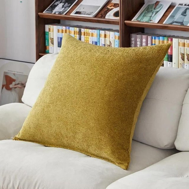 Weicher Chenille-Kissenbezug von Serene Homes in Ingwer, quadratische Schutzhülle für Sofakissen und Wohnzimmer, B/T/H: 65 x 65 x 0 cm - Bild 1