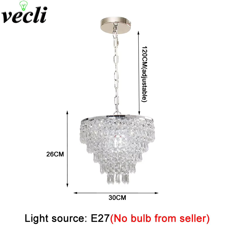 Vecli Moderne Kristall Kronleuchter Deckenlampe Transparent für Wohnzimmer, Schlafzimmer und Esszimmer - Bild 2