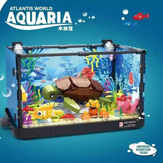 CETYL Aquarium-Baustein-Spielzeugset mit LED-Leuchten und Meeresbewohnern in Bunt, DIY-Set für Kinder ab 8 Jahren - Bild 1