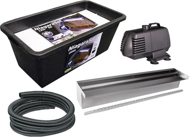 Ubbink Niagara 60 LED Wasserfall-Set aus Edelstahl in Silber mit Pumpe und Beleuchtung, Breite: 60 cm - Bild 3