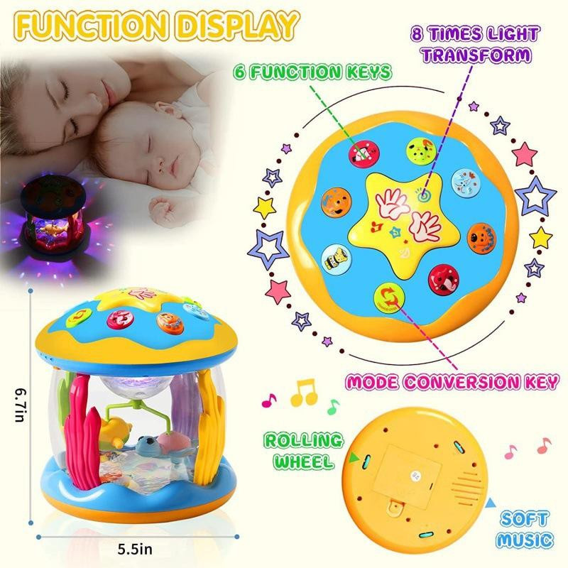 Yiran toy Handtrommel mit Beleuchtung und Musik Ozean Projektion ab 3-6 Jahre - Bild 4