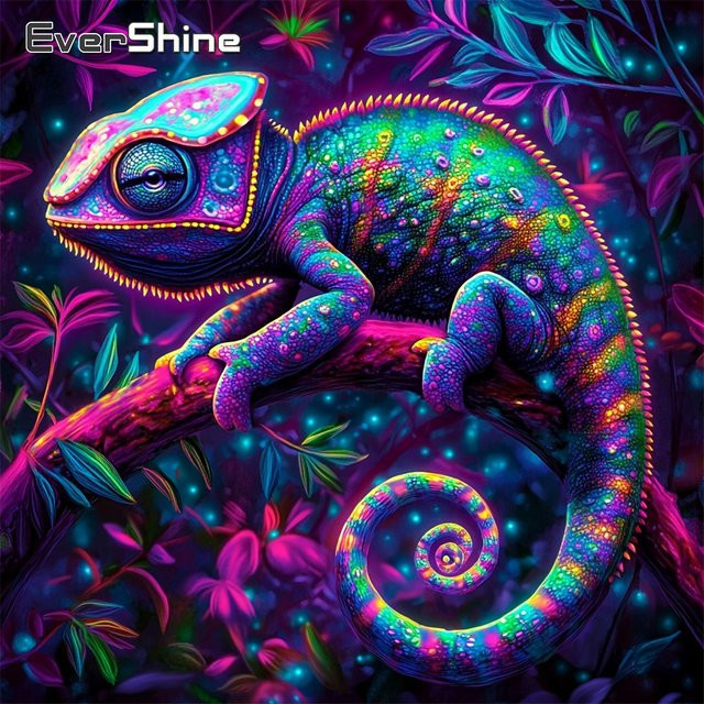 EverShine Diamant-Stickerei Chamäleon Mosaik-Bild mit vollquadratischen Steinen in Mehrfarbig, B/H: 20 x 20 cm - Bild 1