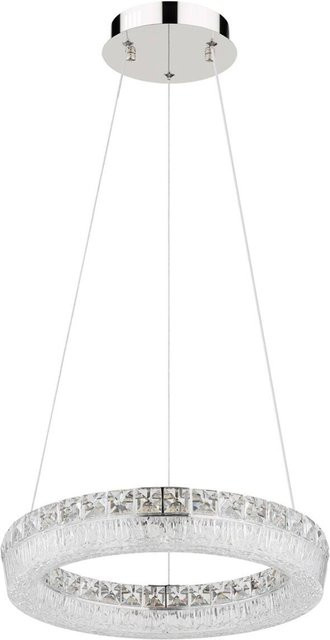 GLOBO Hängeleuchte LAUREL in Chrom und Transparent, dimmbar mit Fernbedienung, H x B x T: 120 x 40 x 40 cm - Bild 1