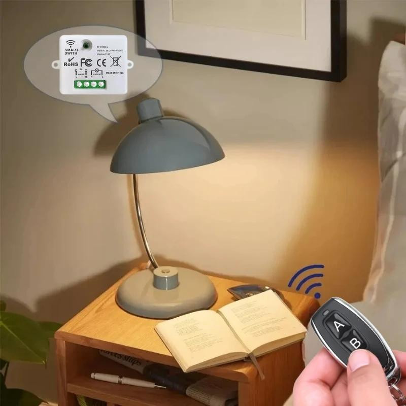 YJMP Kabelloser Fernbedienungs-Lichtschalter 433MHz Mini-RF-Relaismodul 10A mit 100 Meter Reichweite für LED-Lampen und Ventilatoren, Farbe: Neon-Grün - Bild 2