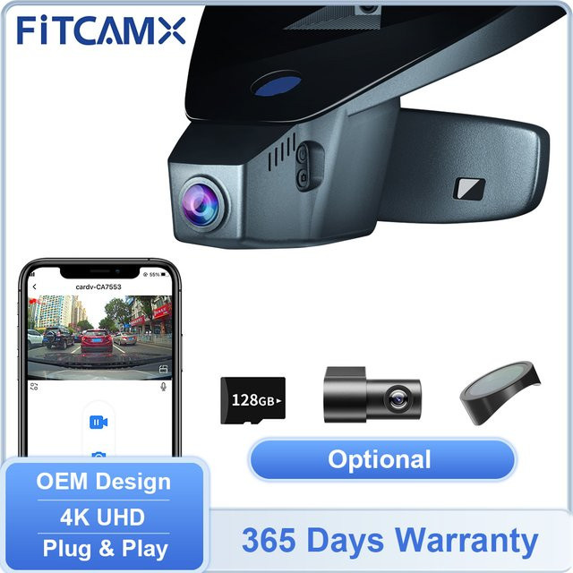 FITCAMX 4K UHD Front- und Heckkamera DVR-Set in Schwarz für Volkswagen Taos 2020-2026, Touran 2016-2025 und Golf MK7 MK8 8.5 2015-2026 - Bild 1