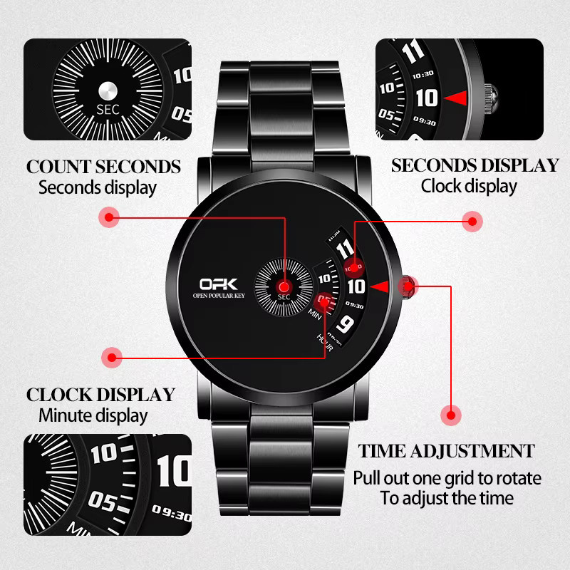 OPK Armbanduhr Quarz, Edelstahl, Schwarz, Herren - Bild 4