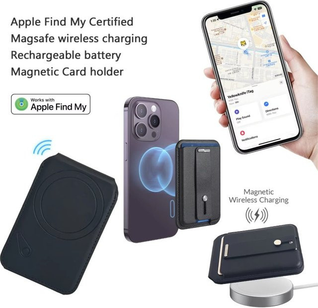luxuglow MagSafe Geldbörse für iPhone 17 mit Find-My-Funktion und verstellbarem Ständer, Schwarz - Bild 1