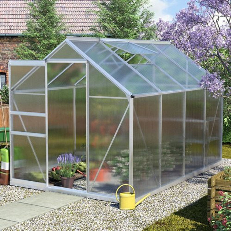 Vitavia Gewächshaus Calypso 5800 aus eloxiertem Aluminium in Silber, 5,8 m², mit 4 mm Hohlkammerplatten - Bild 4