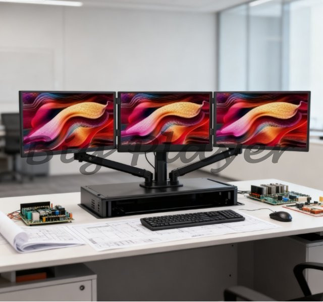 TriCreate Tragbarer zusammenklappbarer Dreifachbildschirm-Monitor 15,6 Zoll FHD 100 % sRGB Schwarz - Bild 1