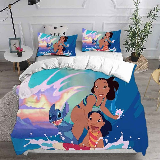Lilo & Stitch Bettwäsche-Set aus Mikrofaser mit Motiv, Blau, B/H: 260 x 220 cm - Bild 1