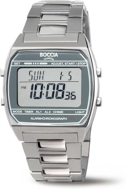 Boccia Herrenuhr Digital Chronograph, Titan, 37 mm, 5 ATM - Bild 1