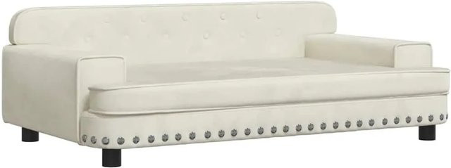 vidaXL Hundebett aus Samt in Creme, B/T/H: 90 x 53 x 30 cm - Bild 1