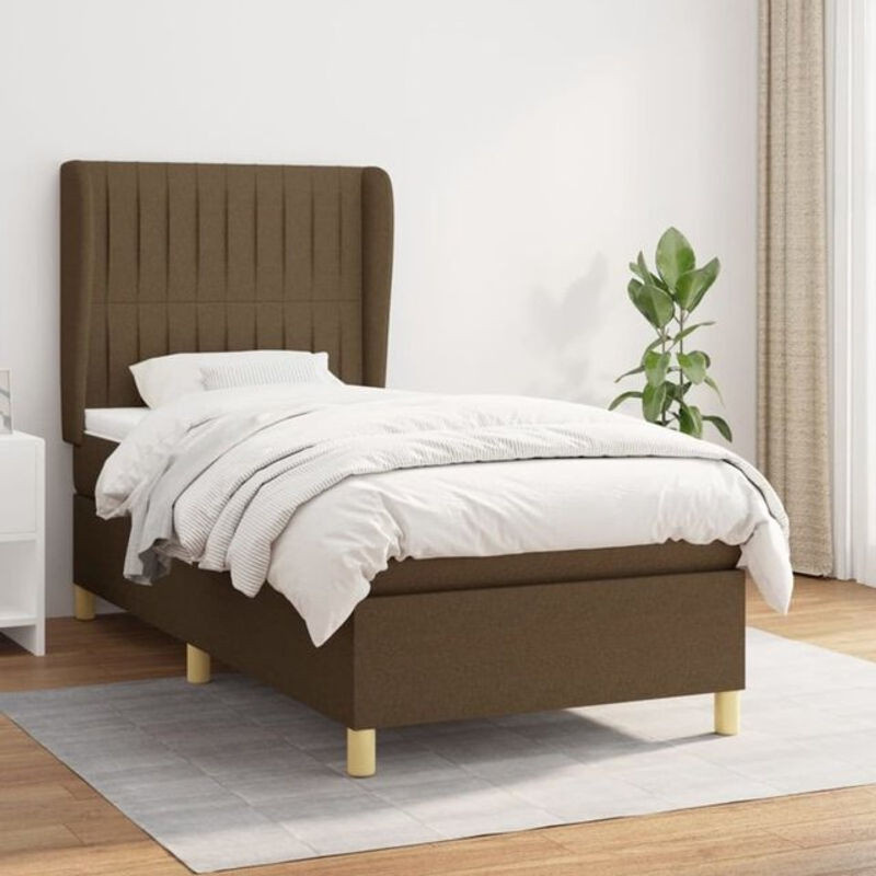 Vidaxl Boxspringbett mit Matratze aus Stoff in Braun, B/T/H: 100 x 200 x 118 cm - Bild 1