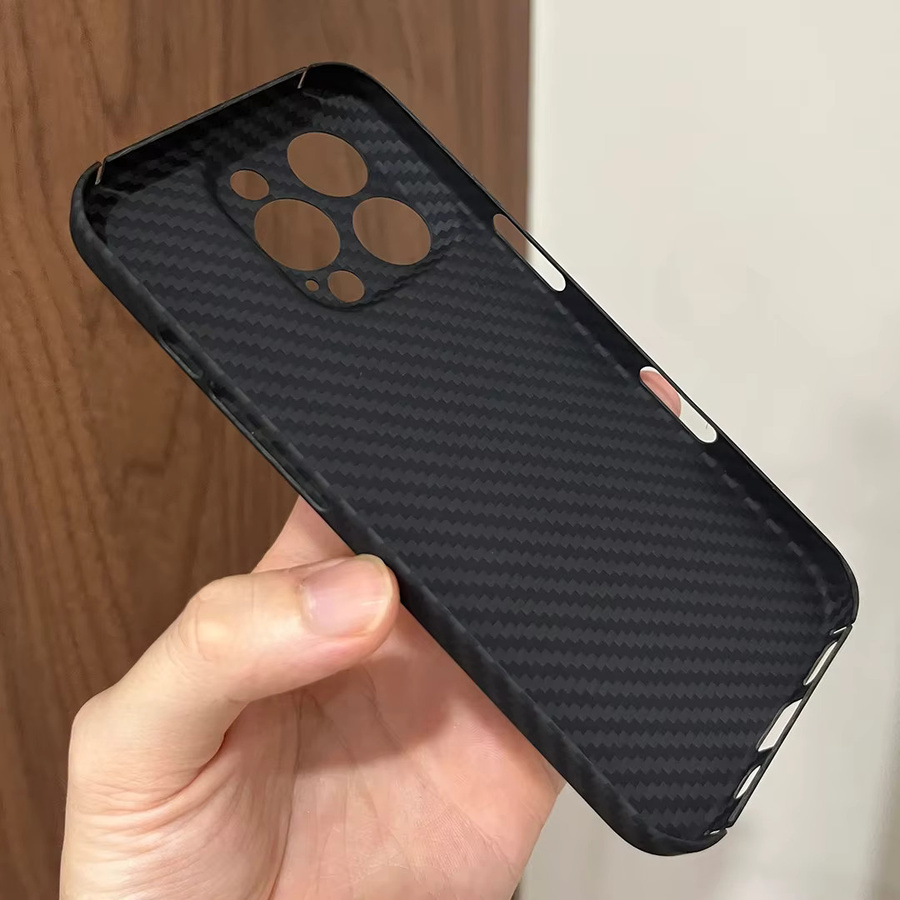 Aramid-Carbonfaser Schutzhülle für Apple iPhone 12 13 14 15 16 Pro Max Plus Mini in Schwarz - Bild 2