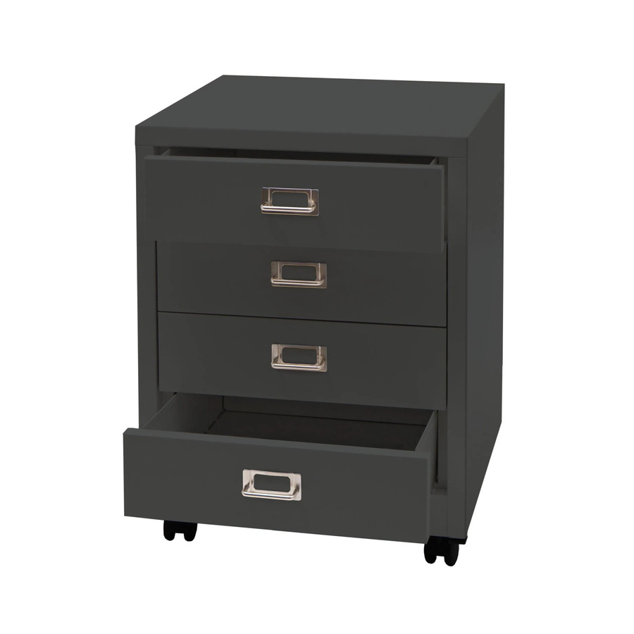 PROREGAL Rollcontainer aus Stahl mit 4 Schubladen in Anthrazit, B/T/H: 55 x 40 x 41 cm - Bild 2