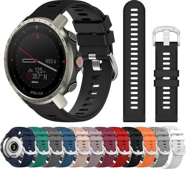 Polar Uhrenarmband Silikon, 20/22 mm, Schwarz - Bild 1
