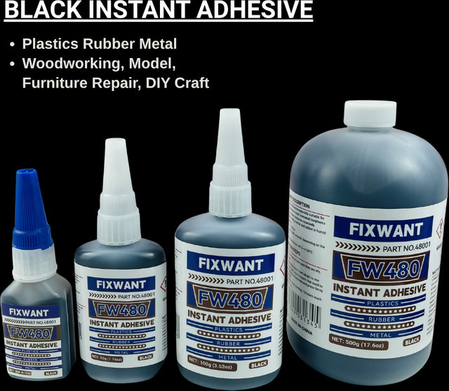 FIXWANT Cyanacrylat-Superkleber Schwarz, mitteldicker Reparaturkleber für dunkles Holz, 500 g - Bild 1