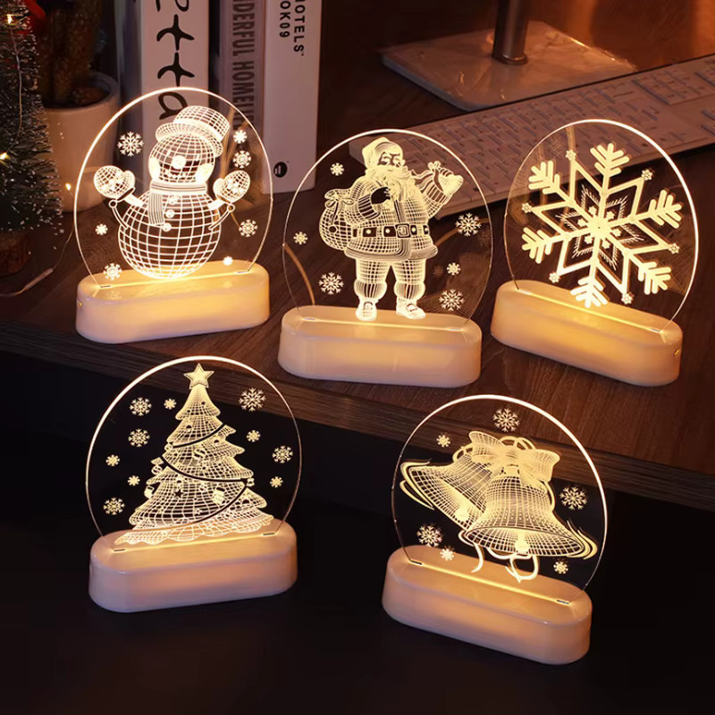 WEIGAO 3D LED Nachtlicht Santa Claus Acryl Tischlampe Weihnachtsdekoration - Bild 2