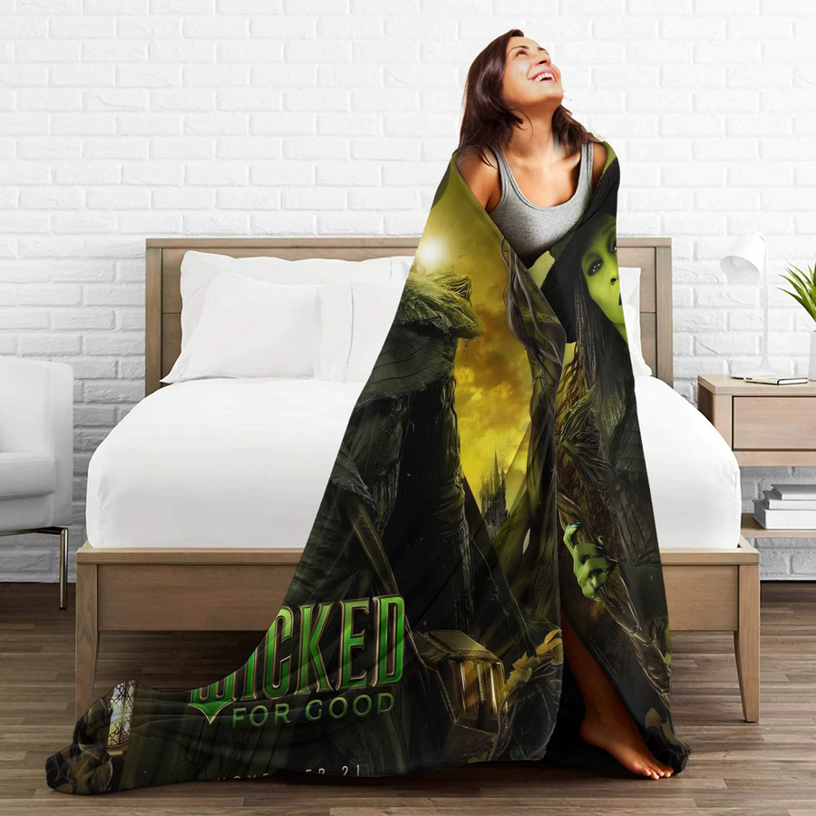 Potdemiel Wicked 2 Musical Movie Poster Plüsch-Überwurfdecke mit Elphaba und Glinda, Flanell-Tagesdecke, Mehrfarbig - Bild 4
