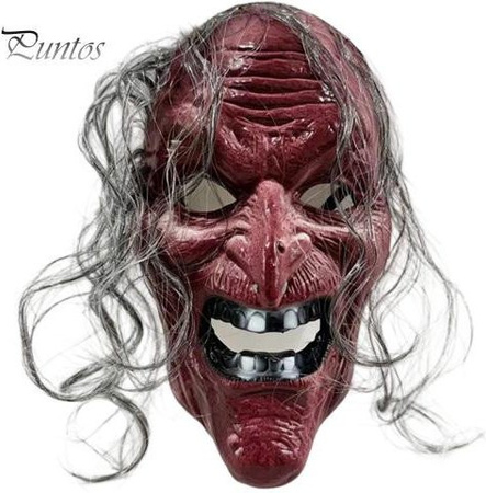 Halloween-Maske Hexe, Kostüm Gesichtsmaske, Kunststoff, Rot