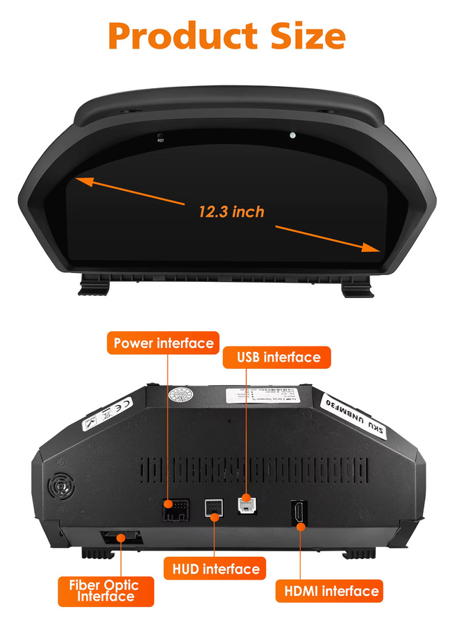 OSSURET 12,3 Zoll Digitalanzeige Armaturenbrett für BMW 3er F30 F31 GT F34 und 4er F32 F33 F36 NBT EVO Schwarz - Bild 6