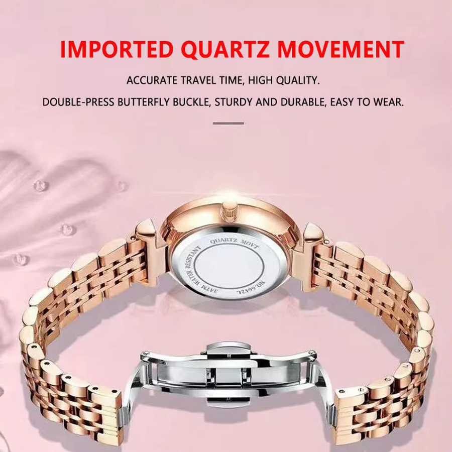 POEDAGAR Armbanduhr Edelstahl, Roségold, Analoguhr, Damen - Bild 5
