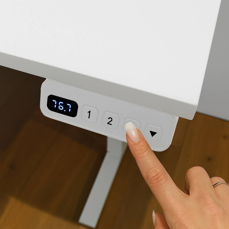 Schildmeyer Schreibtisch Torge elektrisch höhenverstellbar in Mattweiß mit Eiche-Optik B/H/T: 138 x 117,2 x 60 cm - Bild 2