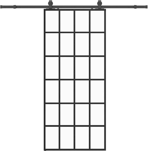vidaXL Schiebetür aus ESG-Glas in Schwarz mit Beschlag, B: 90 cm, H: 205 cm - Bild 1
