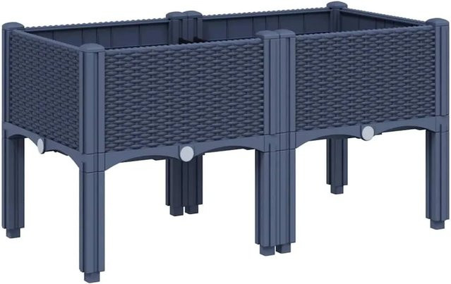 vidaXL Pflanzkasten mit Beinen in Blaugrau aus Polypropylen, B/T/H: 80 x 40 x 42 cm - Bild 1