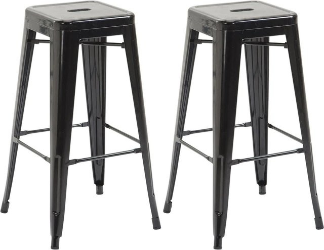 DELUKE Barhocker MILAN 2er Set Schwarz aus Metall im Industrial-Design ohne Lehne - Bild 1