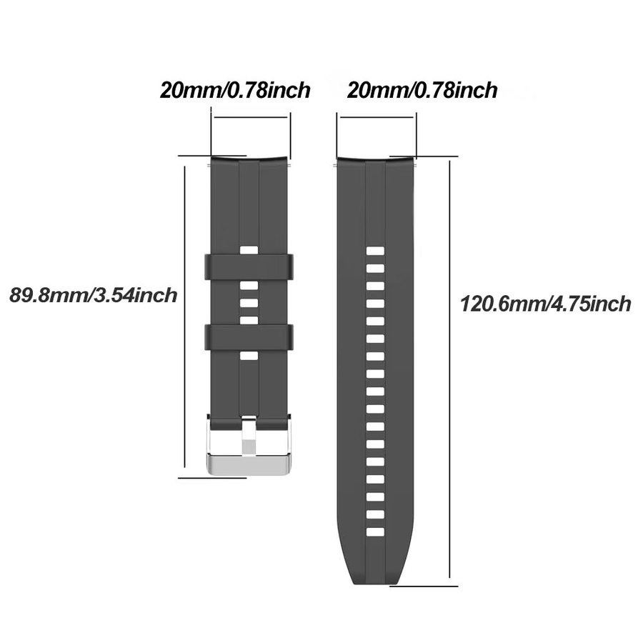 Uhrenarmband Silikon, Schwarz, 20mm 22mm, Huawei GT2, Polar Grit X/Vantage M - Bild 3