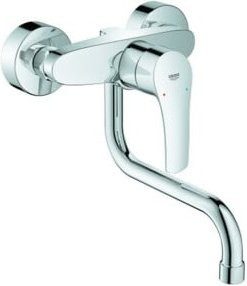 Grohe Eurosmart Wand-Spültisch-Einhebelmischer in Chrom mit schwenkbarem Auslauf und 21,6 cm Ausladung - Bild 1